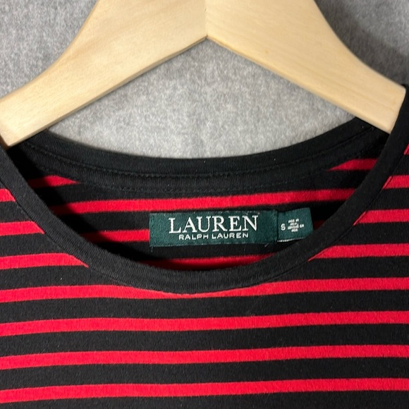 Ralph Lauren Stripe T-Shirt Red Black Gold Crew Neck Small Epaulets - Picture 7 of 10